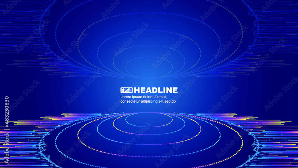 Poster colored line coils form a technology spatial display hall or display stand