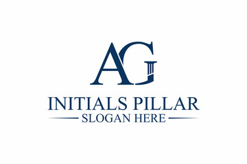 legal pillar logo, initial letter a/g. premium vector