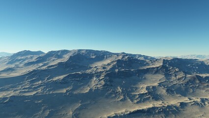 science fiction wallpaper, cosmic landscape, realistic exoplanet, abstract cosmic texture, beautiful alien planet in far space, detailed planet surface, abstract aerial view 3d render