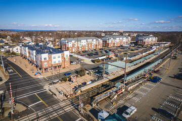 Obraz premium Aerial Drone of Matawan New Jersey in the Winter