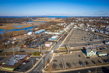 Obraz premium Aerial Drone of Matawan New Jersey in the Winter
