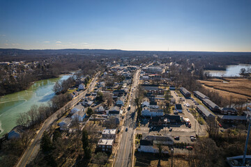 Aerial Drone of Matawan New Jersey in the Winter