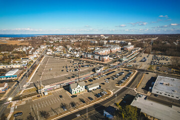 Obraz premium Aerial Drone of Matawan New Jersey in the Winter