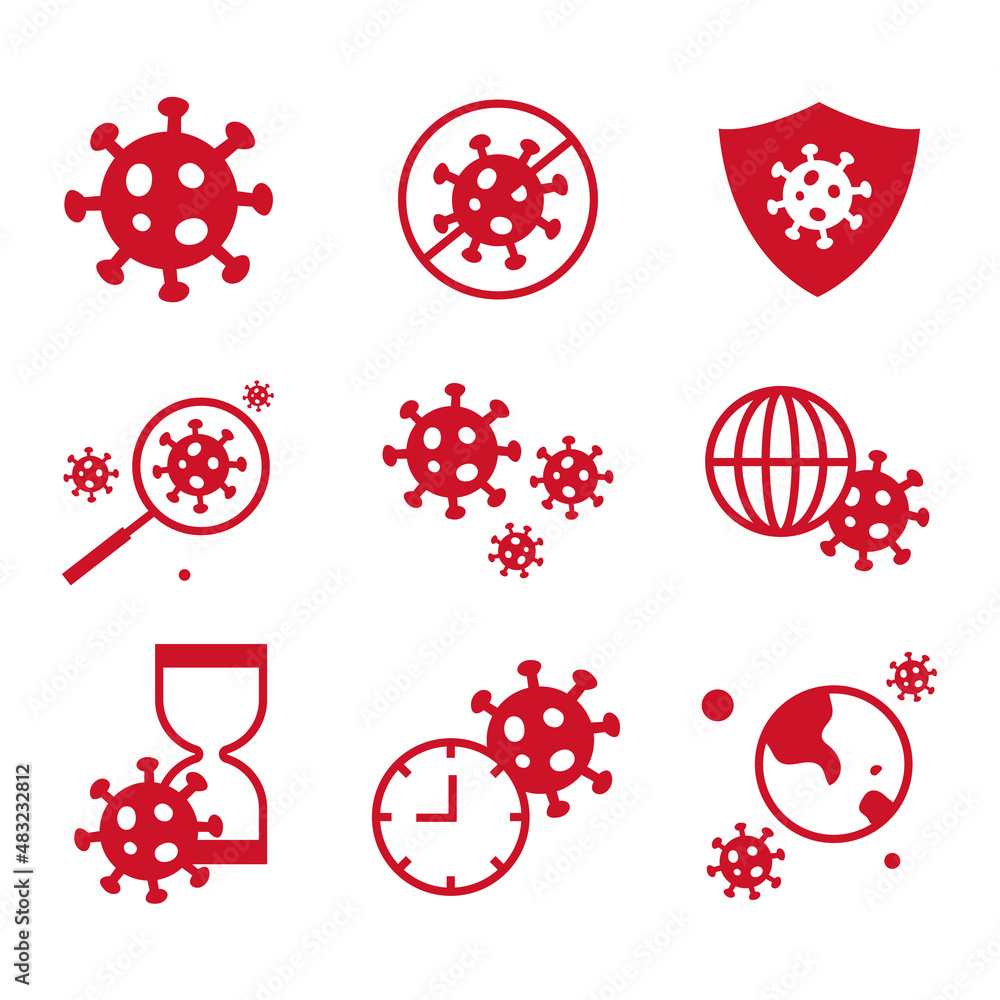 Poster set of icons related to the corona virus pandemic. the illustrations for corona virus updates on app