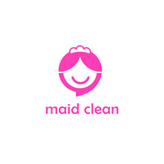 maid clean house service vector logo