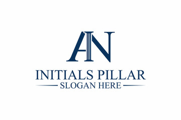 pillar of law logo, initial letter A/n. premium vector
