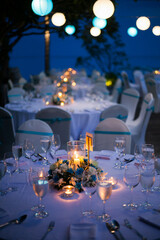 dinner table on the beach at Thailand