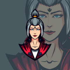 lady japanese kunoichi gaming avatar vector mascot