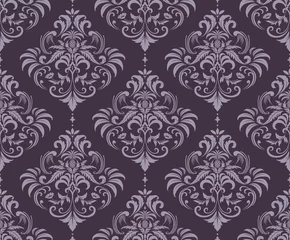 Keuken spatwand met foto Vector seamless damask pattern with baroque floral elements. Ornamental design for wallpapers, fabric, upholstery, blinds, curtains, packaging, slipcover, bedding © Alex
