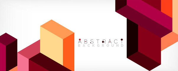 Fototapeta premium Abstract background. 3d cubes, cubic elements and blocks. Techno or business concept for wallpaper, banner, background, landing page