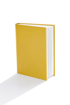 Open Yellow Cover Book On White Background