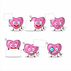 Pink cupid love arrow cartoon character bring information board