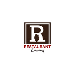 Initial Letter R with Spoon Fork for Restaurant logo design