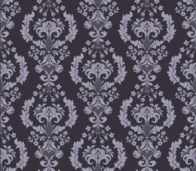 Fotobehang Vector seamless damask pattern with baroque floral elements. Repetitive vintage design for wallpapers, blinds, curtains, upholstery, bedding, slipcover, packaging © Alex