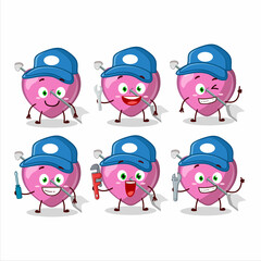 mechanic pink cupid love arrow cute mascot character with pliers