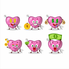 Pink cupid love arrow cartoon character with cute emoticon bring money