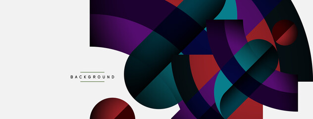 Geometric abstract background. Round shapes, circles, lines composition for wallpaper banner background or landing page