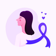 World Cancer Day with ribbon. February 4 / lavender purple colour symbolic ribbons for raising awareness of all kind tumors supporting people living. / illness