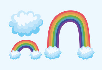 three rainbow items