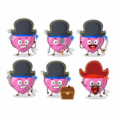 Cartoon character of pink cupid love arrow with various pirates emoticons