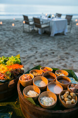 Buffet line in Wedding party dinner on beach,Thailand