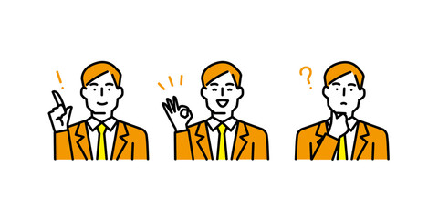 いろいろなポーズと表情の男性アイコンセット