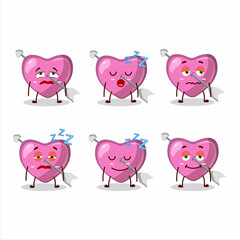 Cartoon character of pink cupid love arrow with sleepy expression