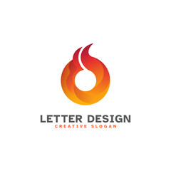 Creative letter O with fire logo design vector