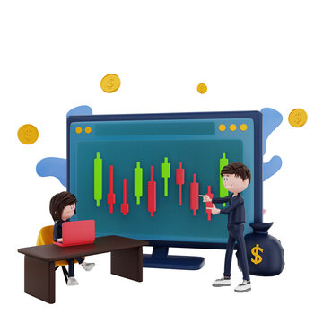 3d finance character discuss cripto analysis