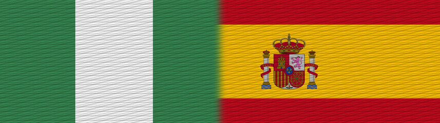 Spain and Nigeria Nigerian Fabric Texture Flag – 3D Illustration