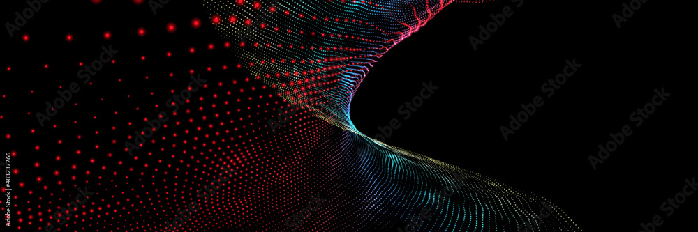 Aufkleber black background with pink wave. abstract colored waves on a dark background. modern abstraction ban