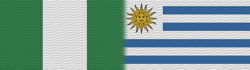 Fototapeta premium Uruguay and Nigeria Nigerian Fabric Texture Flag – 3D Illustration