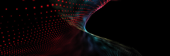 black background with pink wave. abstract colored waves on a dark background. modern abstraction banner 8k