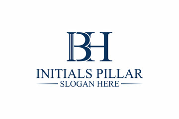 pillar logo, law firm, initial letter b/h. premium vector