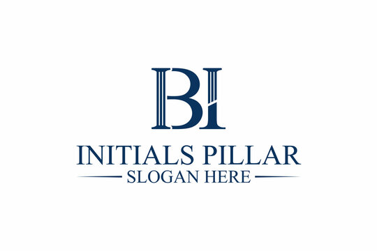 pillar logo, law firm, initial letter b/i. premium vector
