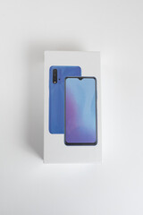 White cell phone box on the background