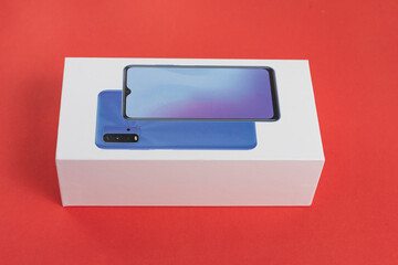 White cell phone box on the background