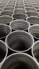 the pattern of empty cans in the production room of the factory