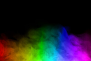 colorful smoke steam isolated black background        

