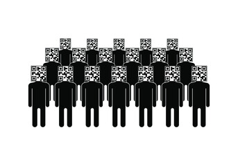 People pictogram with QR code. Concept of digital society. Vector illustration 