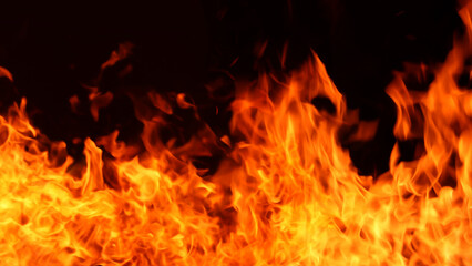 Fototapeta na wymiar Horizontal background image of a red-hot flame