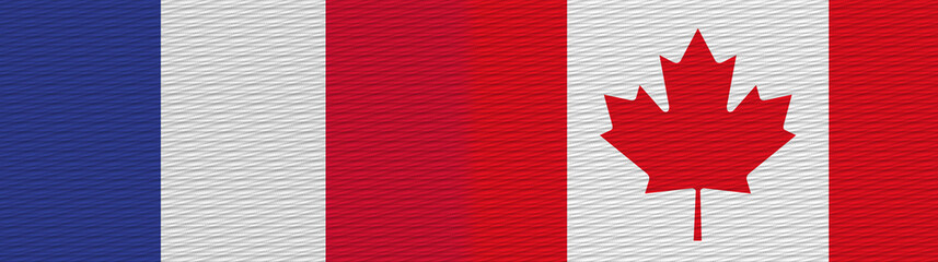Canada and France Fabric Texture Flag – 3D Illustration