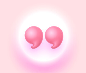 3d quote realistic render design in cute cartoon style volumetric icons of quotation marks. Innovative Quote speech bubble template. Modern Minimal 3d render cartoon design quotation bubble message