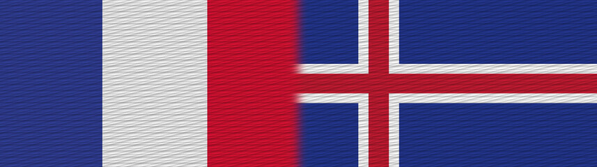 Iceland and France Fabric Texture Flag – 3D Illustration