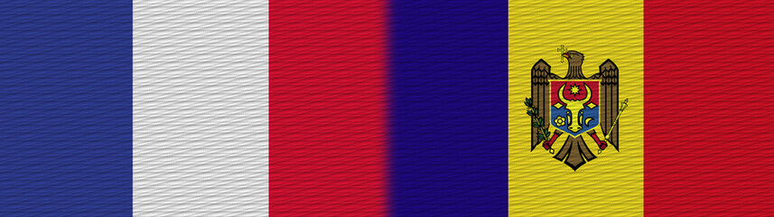 Moldova and France Fabric Texture Flag – 3D Illustration