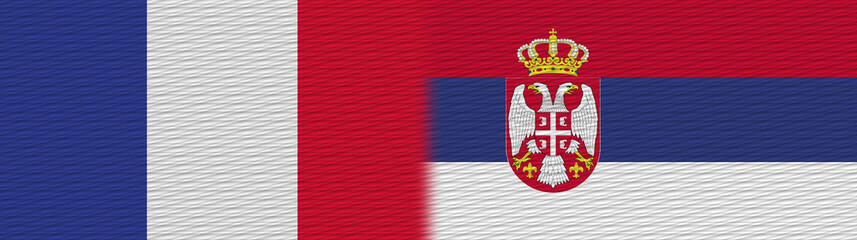 Serbia and France Fabric Texture Flag – 3D Illustration