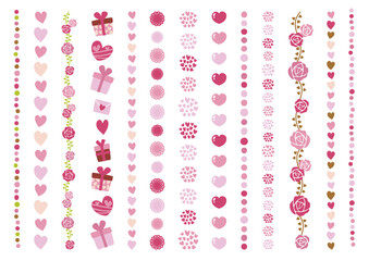 ハートとバラの飾り罫線