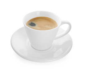 Cup of tasty coffee isolated on white