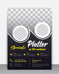 Restaurant food flyer, Brochure, Leaflet design template, A4 modern Vector Flyer and Mock up Template layout of poster, flyer, brochure and banner report