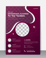 Professional Travel flyer, Brochure, Leaflet design template, A4 modern Vector Flyer and Mock up Template layout of poster, flyer, brochure and banner report